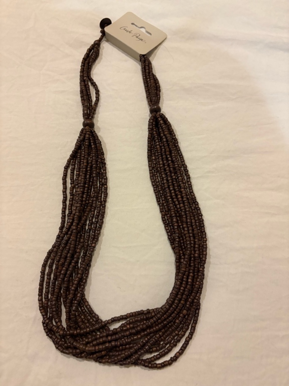 Charlie Paige Multi-Strand Beaded Necklace in Dark Brown